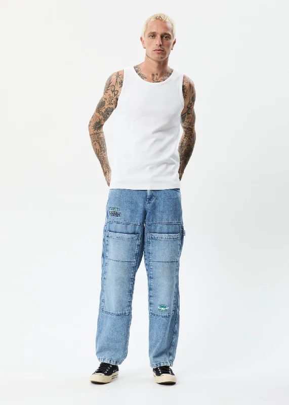 Classic Style AFENDS Unisex House Of Darwin Moss - Unisex Denim Carpenter Jeans - Worn Blue