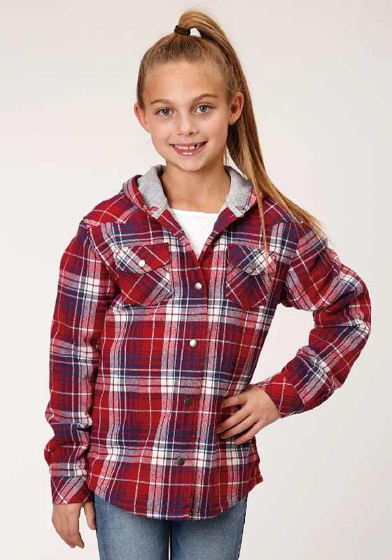 Fashion Style Roper Girls Kids Red/White 100% Cotton Thermal Lined Hooded Jacket