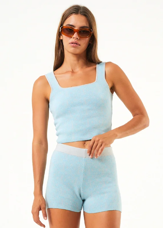 Fashion Innovation AFENDS Womens Samia - Knit Cropped Top - Sky Blue