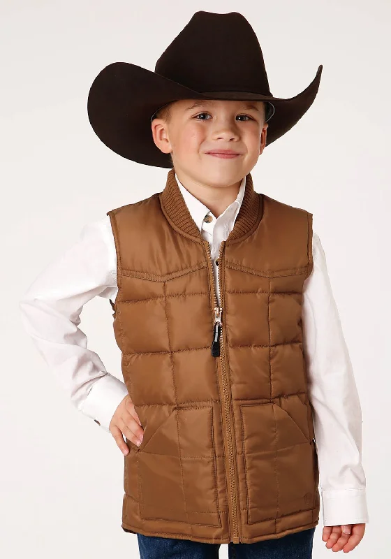 Luxury Fashion Roper Boys Kids Caramel Polyester Quilted Poly-Filled Vest