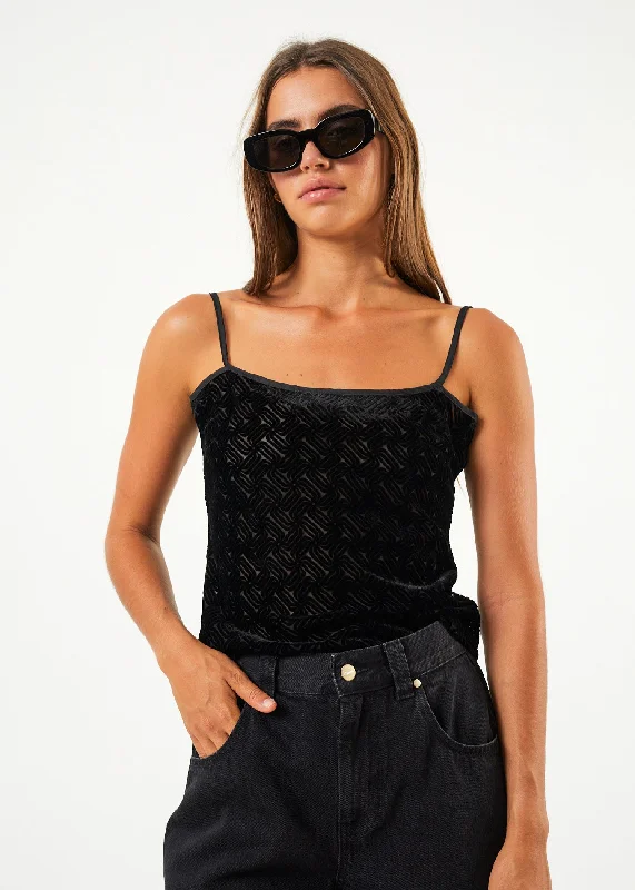 Age-reducing Style AFENDS Womens Echo - Sheer Sleeveless Singlet - Black