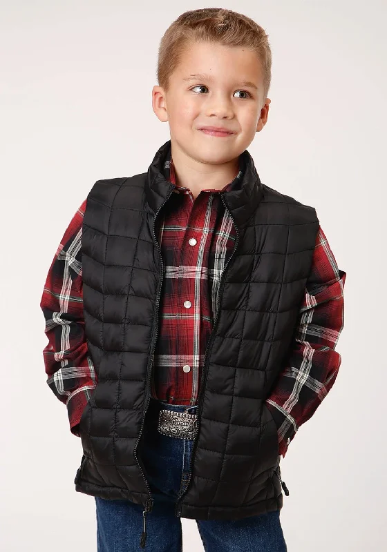 Retro Design Roper Boys Kids Black Nylon Crushable Poly Filled Vest