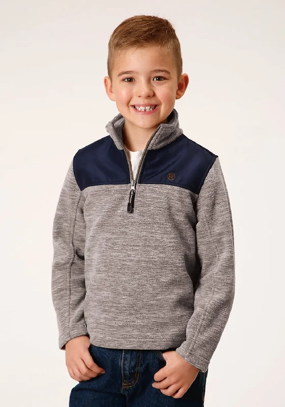 Carefree Roper Boys Brown/Blue Polyester Micro Fleece Jacket