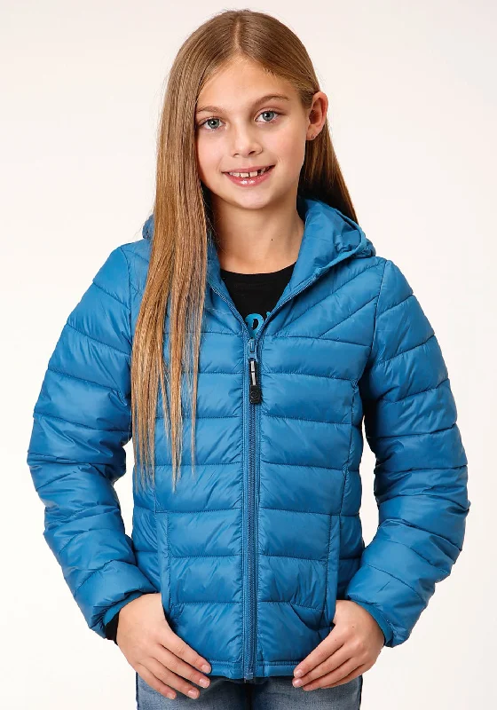 Design Trend Roper Girls Kids Teal Blue Nylon Crushable Poly Filled Jacket