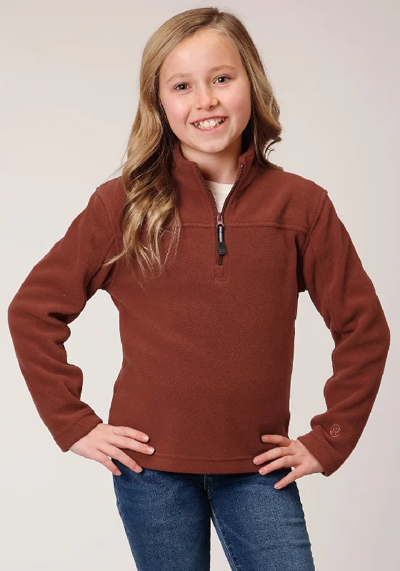 Classic And Versatile Roper Girls Kids Sienna Rust Polyester Micro Fleece Jacket