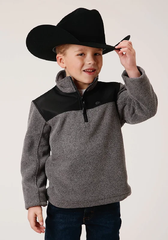 Preview New Products Roper Boys Kids Grey/Black Polyester Micro Fleece Jacket