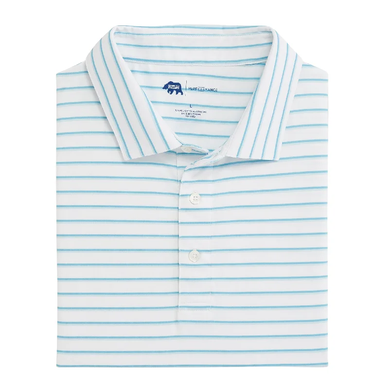 Relaxed Fit Fairway Stripe Performance Polo - Cabana Blue