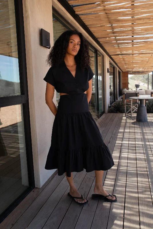 Classic Series TIERED MIDI DRESS WITH CUTOUTS