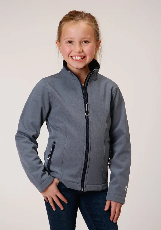Advanced Design Roper Girls Heather Blue Polyester Softshell Jacket