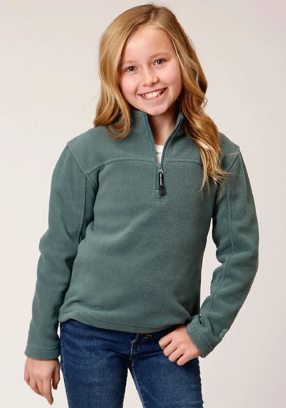 Classic Roper Girls Kids Misty Green Polyester Micro Fleece Jacket