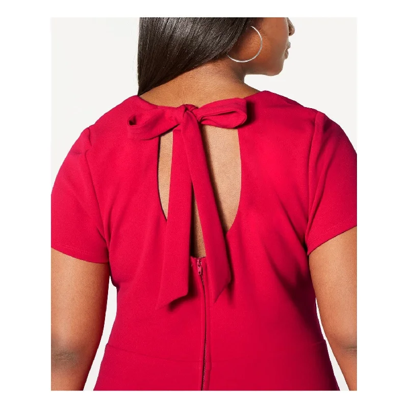 Soft Textures B. Darlin Women's Bow Back Coctail Skater Dress Red Size 24