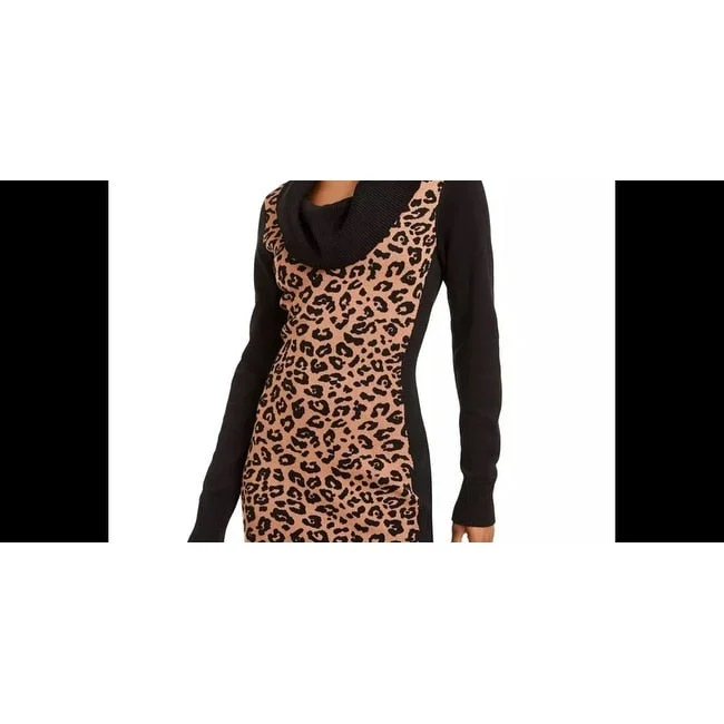 Chic Relaxation Bcx Women's Animal Print Long Sleeve Cowl Neck Short Shift Dress Camel Size Xx-Small Chic Relaxation Bcx Women's Animal Print Long Sleeve Cowl Neck Short Shift Dress Camel Size Xx-Small