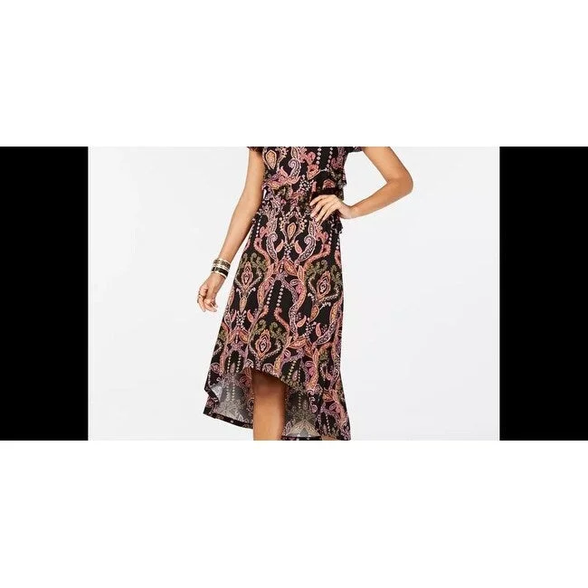 Effortless Wear Thalia Sodi Women's Printed Cutout-Waist High-Low Hem Dress Black Size Small Effortless Wear Thalia Sodi Women's Printed Cutout-Waist High-Low Hem Dress Black Size Small