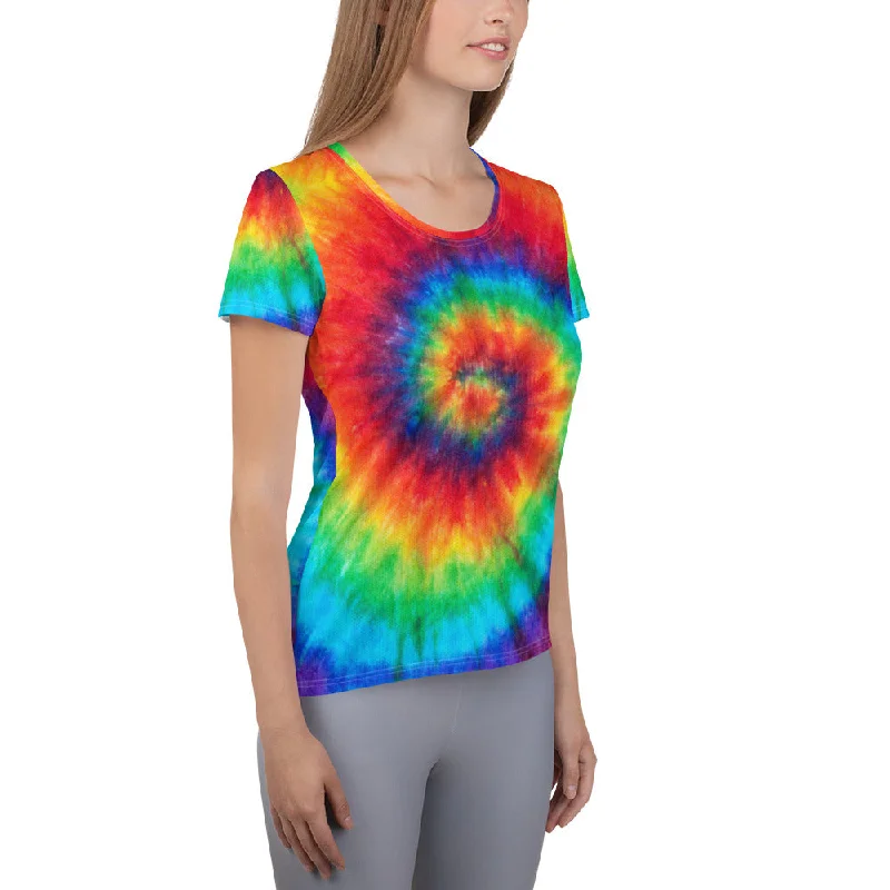 Fashion Innovation Rainbow Tie-Dye Women's Athletic T-shirt