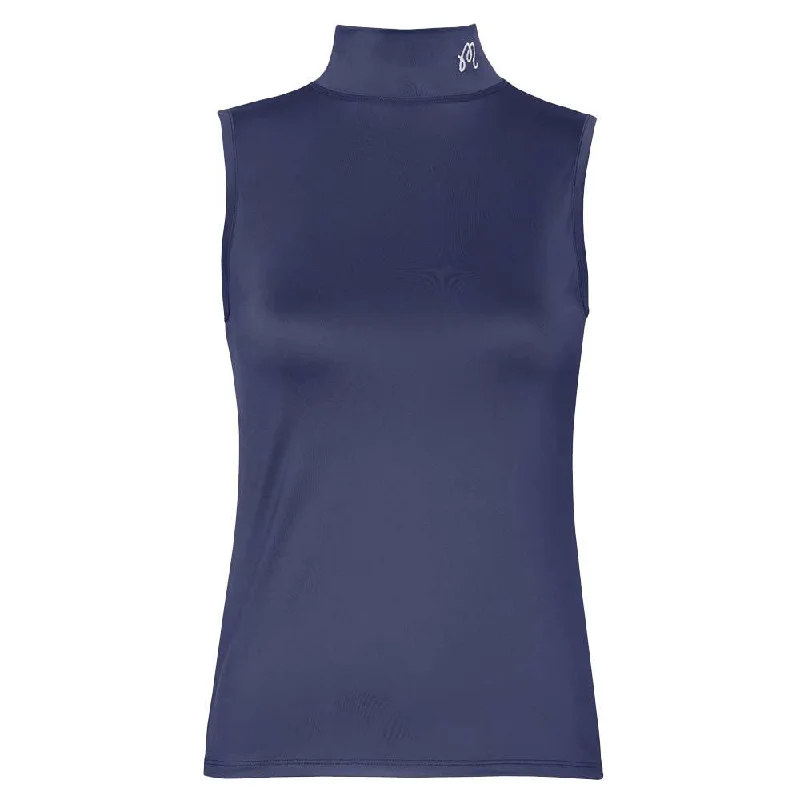 Fashion Must-have Malbon Evergreen Match Point Golf Mockneck Navy - SS24 Women