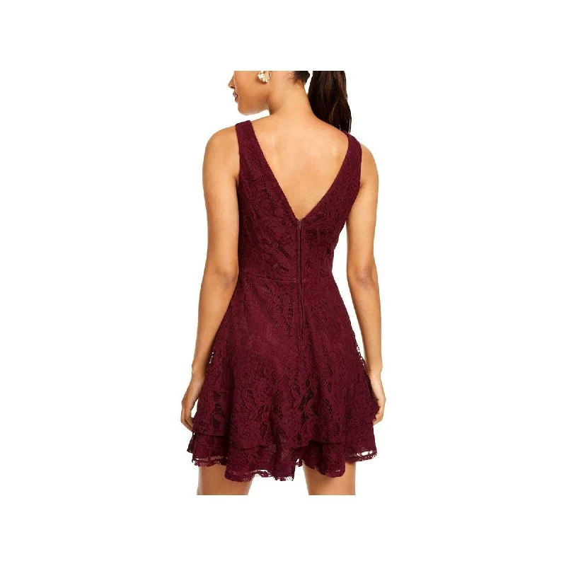 Casual Comfort Speechless Women's Sleeveless Jewel Neck Short Fit Flare Cocktail Dress Juniors Burgundy Size 0 Casual Comfort Speechless Women's Sleeveless Jewel Neck Short Fit Flare Cocktail Dress Juniors Burgundy Size 0