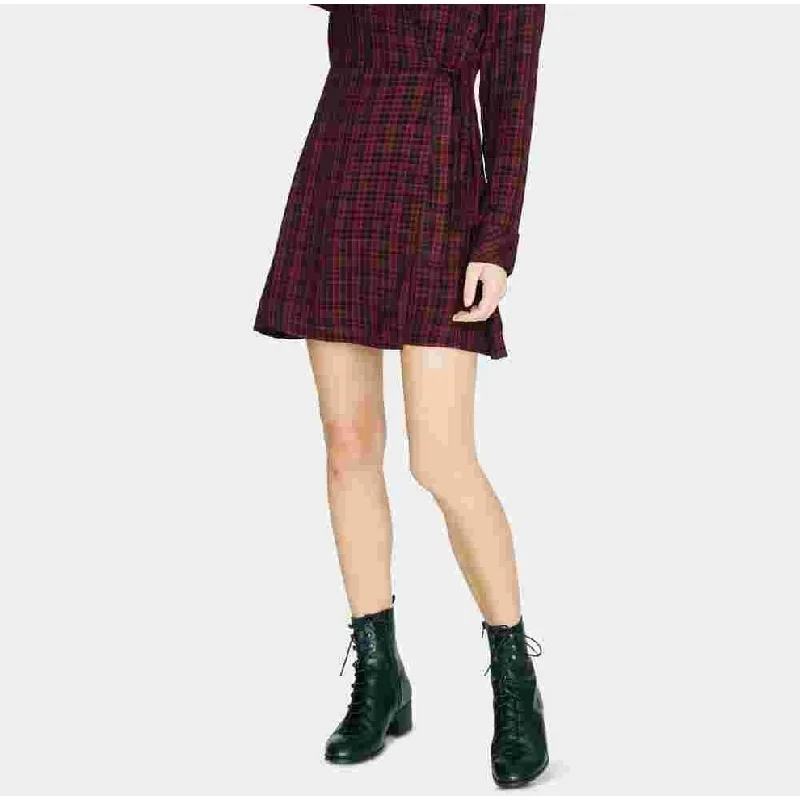 Breezy Style Sanctuary Women's Upbeat Faux Wrap Plaid Party Dress Black Size 8