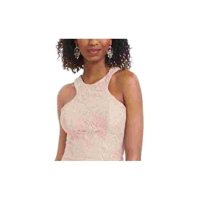 Simple Elegance City Studios Women's Embroidered Cut Out Sleeveless Halter Short Body Con Cocktail Dress Pink Size 3 Simple Elegance City Studios Women's Embroidered Cut Out Sleeveless Halter Short Body Con Cocktail Dress Pink Size 3