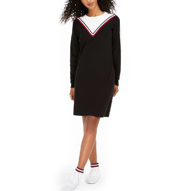New Products Tommy Hilfiger Women's Chevron Sweater Dress Gray Size Medium