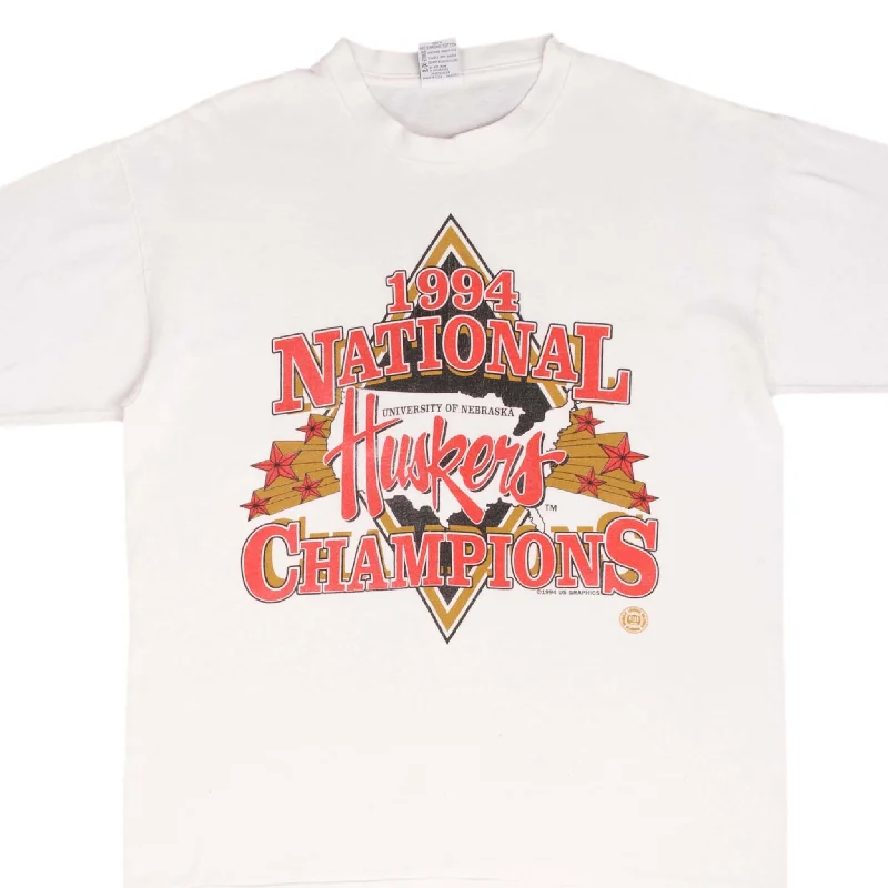 Fashionable And Fashionable VINTAGE NCAA NEBRASKA HUSKERS CHAMPIONS 1994 TEE SHIRT SIZE LARGE MADE IN USA Fashionable And Fashionable VINTAGE NCAA NEBRASKA HUSKERS CHAMPIONS 1994 TEE SHIRT SIZE LARGE MADE IN USA