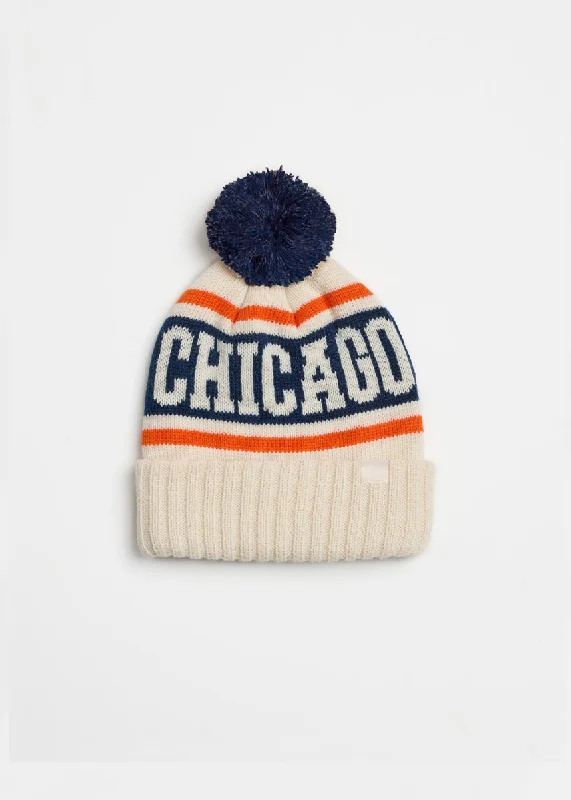 Easy Chic Youth Mad Hatter Chicago Varsity Beanie - Navy & Orange