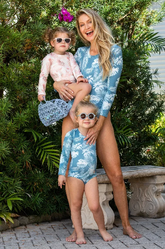 All-Day Comfort Girls Long Sleeve One-Piece - Cuyo Blue
