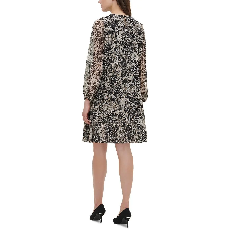 High Street Series Tommy Hilfiger Women's Leopard Chiffon Trapeze Dress Charcoal Size 10 High Street Series Tommy Hilfiger Women's Leopard Chiffon Trapeze Dress Charcoal Size 10