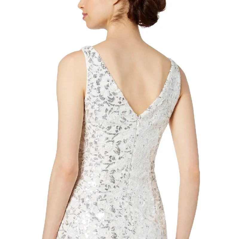 Exquisite Tailoring Vince Camuto Women's Sequined Lace Surplice Dress White Size 14
