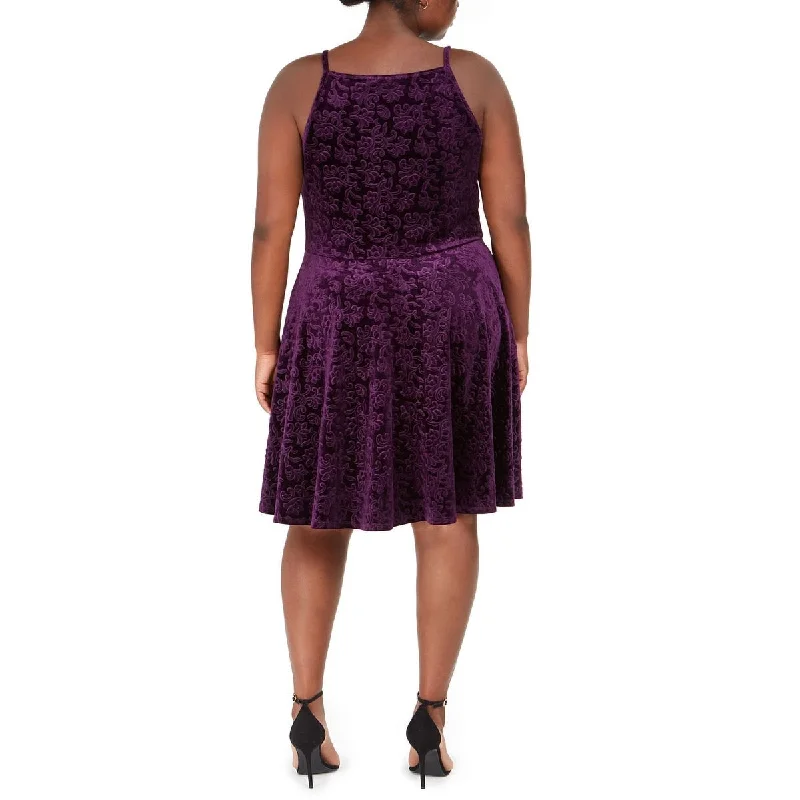 Fresh And Fashionable Jump Women's Embroidered Spaghetti Strap Square Neck Above The Knee Fit Flare Dress Purple Size 3X Fresh And Fashionable Jump Women's Embroidered Spaghetti Strap Square Neck Above The Knee Fit Flare Dress Purple Size 3X