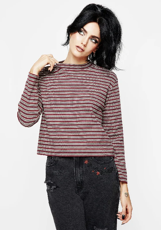 Comfortable Series Calliophis Stripe Long Sleeve Crop Tee