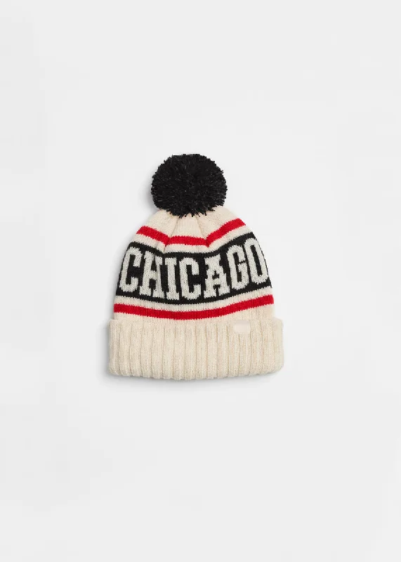Soft Looks Toddler Mad Hatter Chicago Varsity Beanie - Black & Red