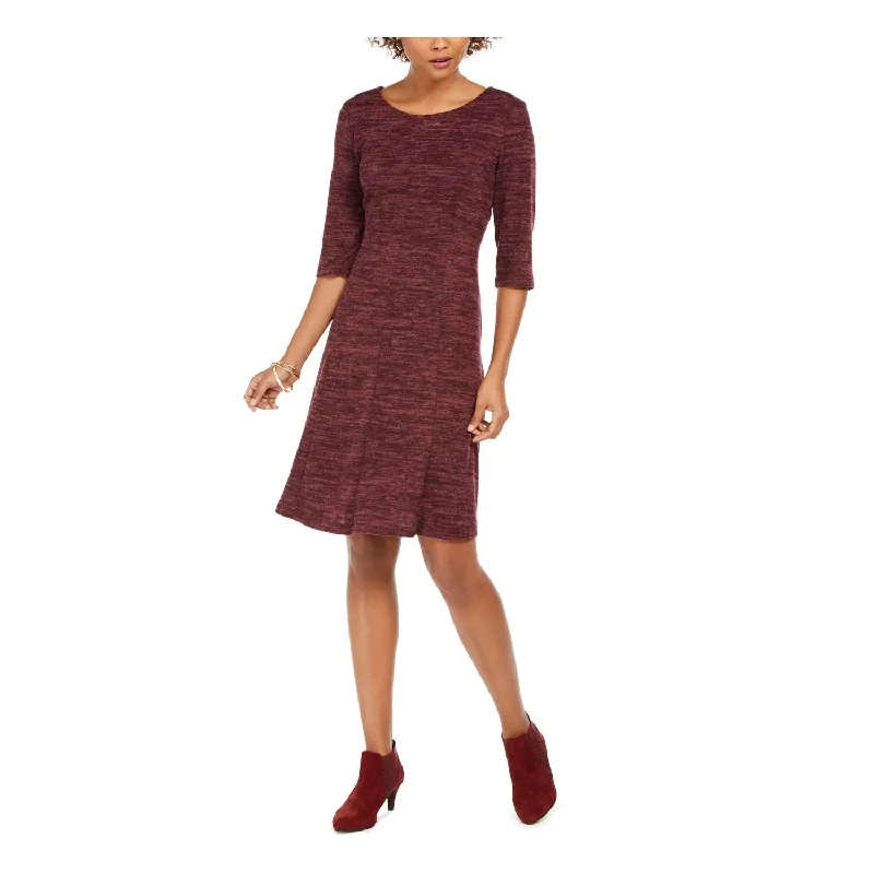 Cozy Outfit Connected Women's 3/4 Sleeve Above The Knee Fit Flare Dress Purple Size 14 Cozy Outfit Connected Women's 3/4 Sleeve Above The Knee Fit Flare Dress Purple Size 14