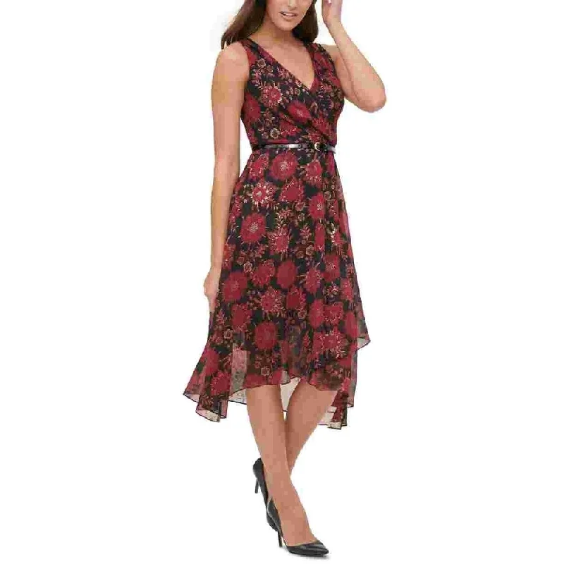 Personalized Series Tommy Hilfiger Women's Belted Floral Sleeveless V Neck Midi Sheath Dress Red Size 14 Personalized Series Tommy Hilfiger Women's Belted Floral Sleeveless V Neck Midi Sheath Dress Red Size 14