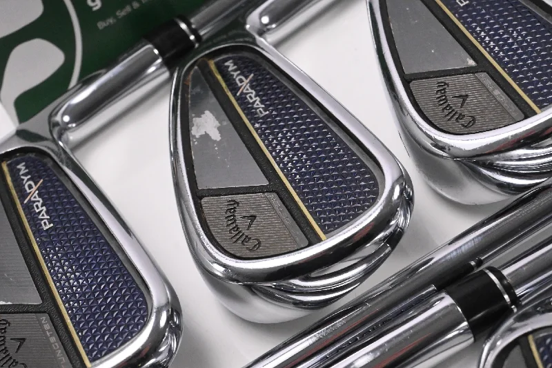Thin Design Callaway Paradym Irons / 5-PW+AW / Regular Plus Flex Rifle Tour Flighted 105