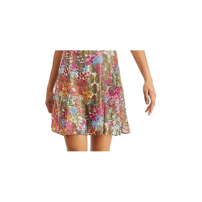 Luxury And Elegant Bar Iii Women's Floral Mini Fit & Flare Dress Yellow Size Small