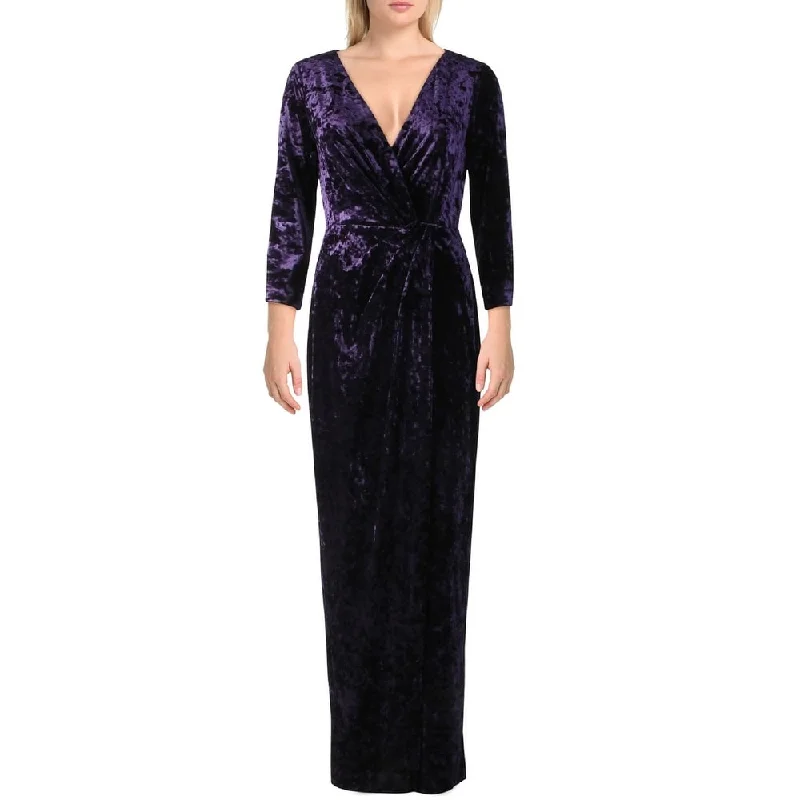 Classic Color Ralph Lauren Women's Annaliah Velvet Faux Wrap Evening Dress Purple Size 8 Classic Color Ralph Lauren Women's Annaliah Velvet Faux Wrap Evening Dress Purple Size 8
