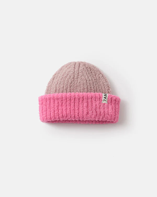 Warm Winter Series 7AM Enfant Fuzzy Two-Tone Ribbed Beanie
