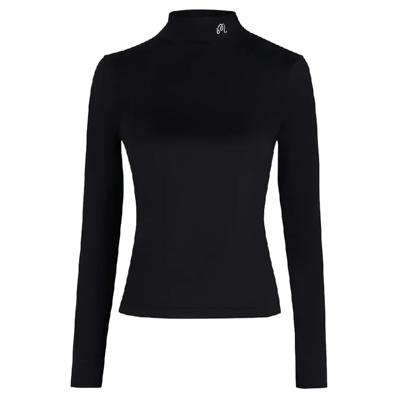 Elegant And Charming Malbon Rally Longsleeve Golf Mockneck Black - FW24 Women