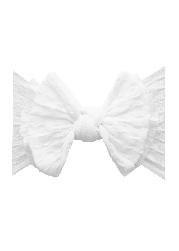 Street Fashion Waffle Fab Bow Headband - White