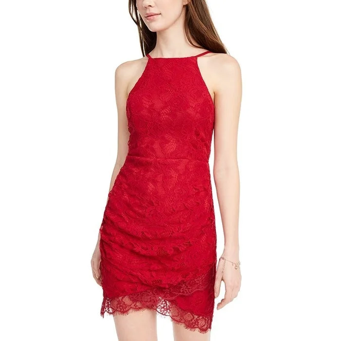 Urban Chic Speechless Junior's Lace Halter Wrap Skirt Dress Red Size Xx-Large