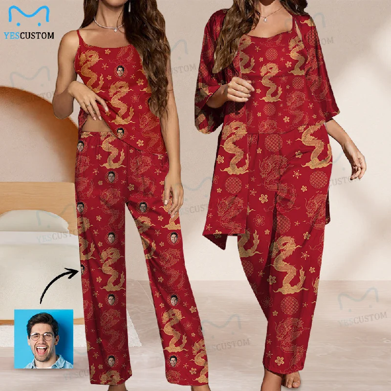 Romantic Data Custom Satin Women's Three-Piece Pocket Cami Pajama Robe Set for Weddings Parties Outings and Home(For non-customized models, please feel free to upload pictures) Romantic Data Custom Satin Women's Three-Piece Pocket Cami Pajama Robe Set for Weddings Parties Outings and Home(For non-customized models, please feel free to upload pictures)