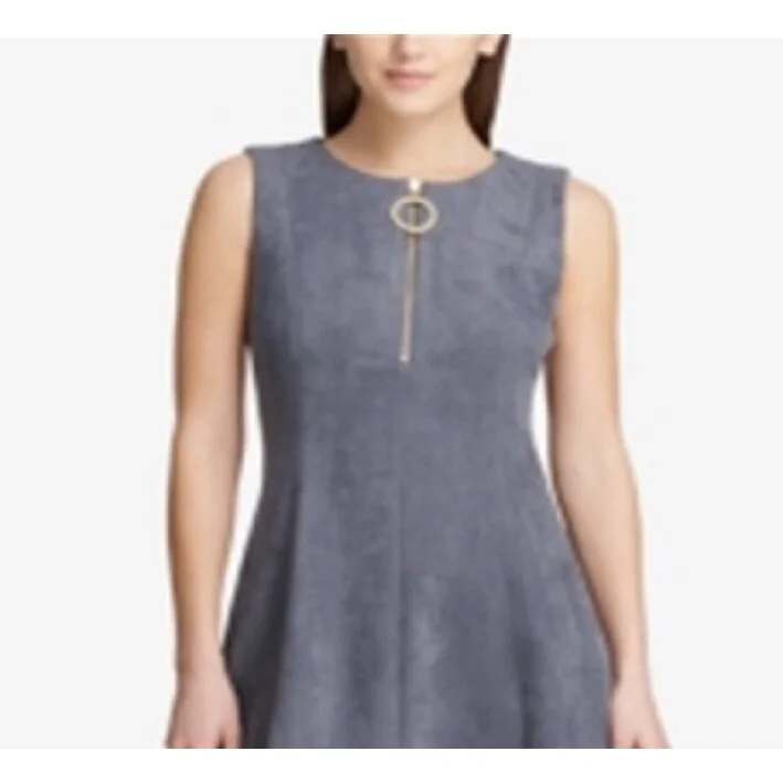 Fresh And Simple Dkny Women's Sleeveless Jewel Neck Above The Knee Fit Flare Dress Silver Size 16 Fresh And Simple Dkny Women's Sleeveless Jewel Neck Above The Knee Fit Flare Dress Silver Size 16