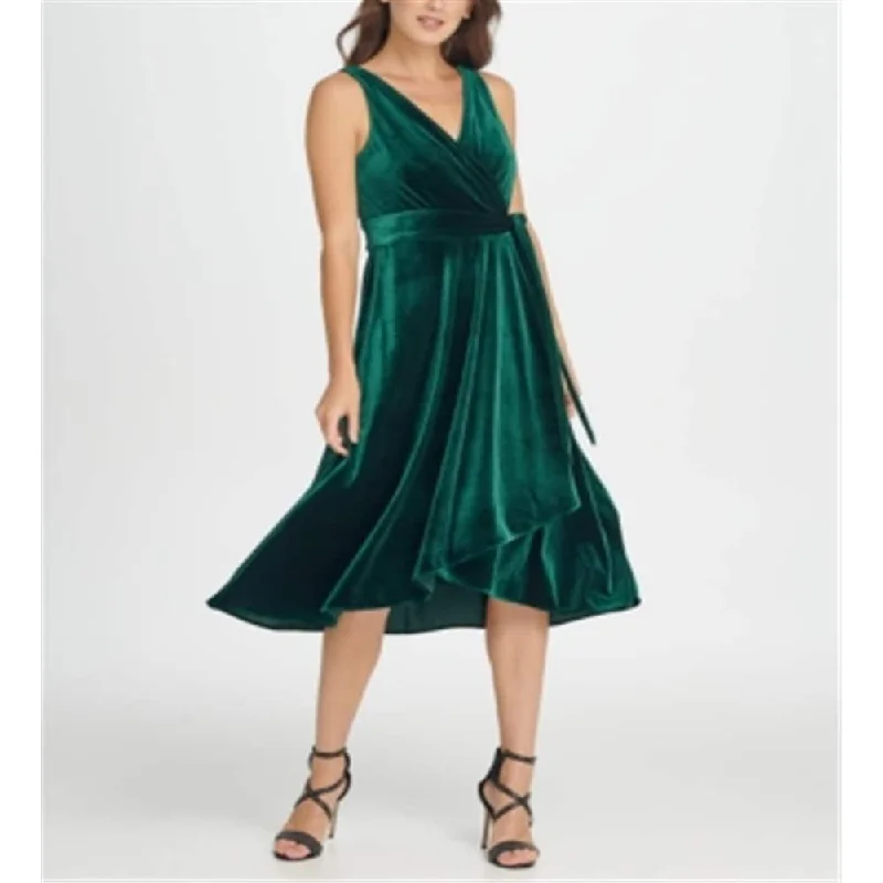 Comfy Pants DKNY Women's Sleeveless V Neck Below the Knee Fit Flare Evening Dress Green Size 16 Comfy Pants DKNY Women's Sleeveless V Neck Below the Knee Fit Flare Evening Dress Green Size 16