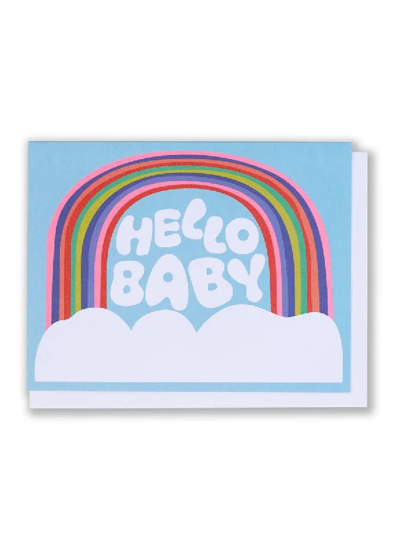 Age-reducing Style Hello Baby Rainbow & Clouds Card