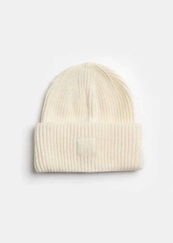 Energy Plan Adult Mad Hatter Ribbed Knit Beanie - Antique White