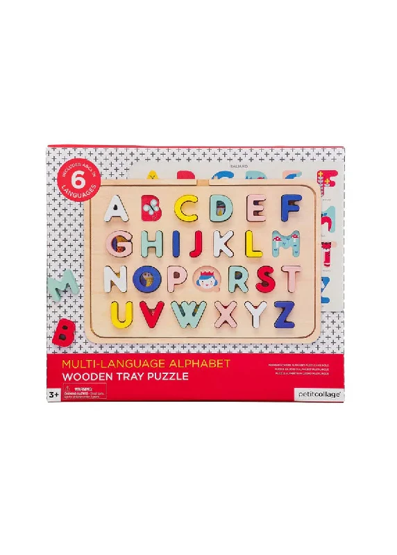 Celebrity Style Multi-Language Alphabet Wooden Tray Puzzle