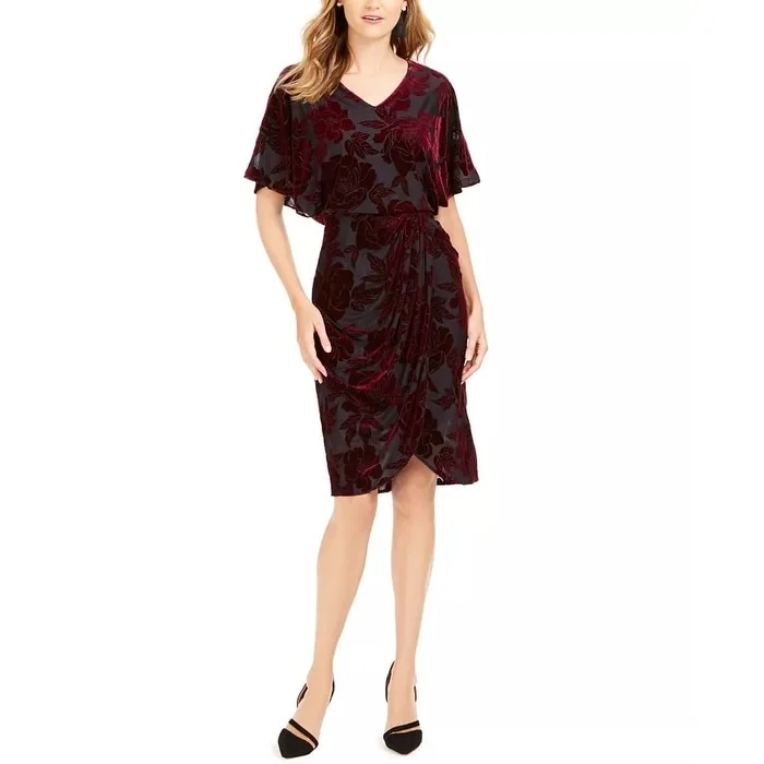 Sports And Leisure 28th & Park Women's Velvet Burnout Sheath Dress Red