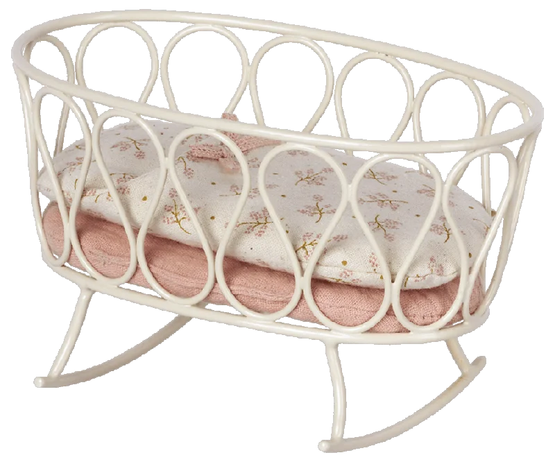 Basic Version Maileg Cradle with Sleeping Bag in Rose