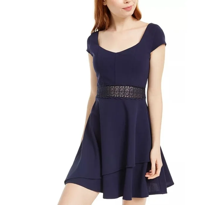 Personal Charm Crystal Doll Junior's Lace Waist Dress Blue Size 0