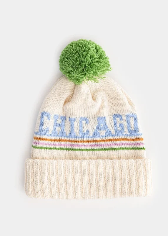 Stylish Wear Adult Mad Hatter Chicago Pom Beanie - Retro Multi